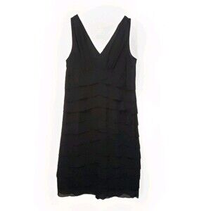 Jones wear dress Black Layered Top Sheer Shoulder Dress Women’s Size 10 Evening